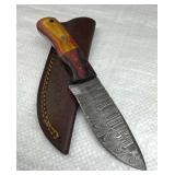 Damascus Steel Fixed Blade Knife w/ Sheath
