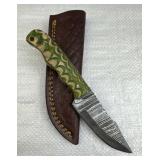Damascus Steel Fixed Blade Knife w/ Sheath