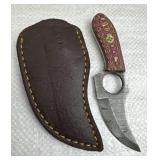 Damascus Steel Fixed Karambit Knife w/ Sheath