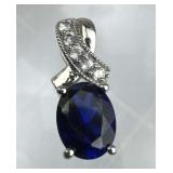 925 Silver SUN Blue and White Sapphires Pendant