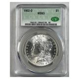 1902-O Morgan Silver Dollar, CAC MS63 Graded