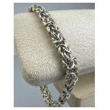 925 Silver Byzantine Chain Bracelet, Made in Italy