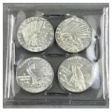 (4) 1/10oz Silver Incuse Indian Chief Rounds .999
