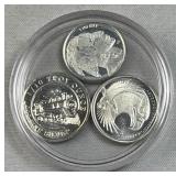 (3) 1/10oz Silver Rounds, Assorted Designs .999