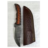 Damascus Steel Fixed Blade Knife w/ Sheath