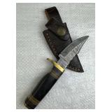 Damascus Steel Fixed Blade Knife w/ Sheath