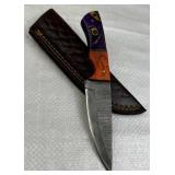 Damascus Steel Fixed Blade Knife w/ Sheath