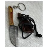 Damascus Steel Fixed Blade Mini Knife w/ Sheath