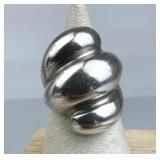925 Silver Large Vintage Ribbed Statement Ring