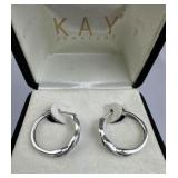 925 Sterling Silver & Black Diamond Hoop Earrings