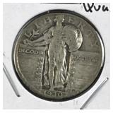 1930 Standing Liberty Silver Quarter, US 90%
