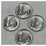 (4) 1964 Roosevelt Silver Dimes, BU 90% Coins
