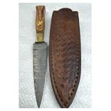 Damascus Steel Fixed Blade Knife w/ Sheath