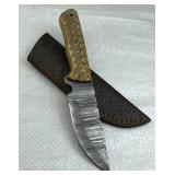 Damascus Steel Fixed Blade Knife w/ Sheath