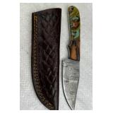 Damascus Steel Fixed Blade Knife w/ Sheath