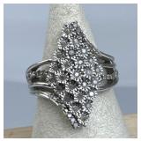 925 Silver Genuine Diamond Cluster Ring