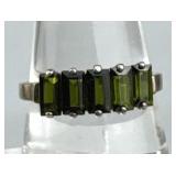 925 Silver Baguette Chrome Diopside Ring