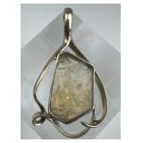 925 Silver Natural Golden Rutilated Quartz Pendant