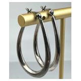 925 Silver Puffy Teardrop Click Top Hoop Earrings