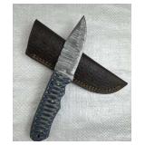 Damascus Steel Fixed Blade Knife w/ Sheath