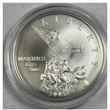 2005 Silver Uncirculated Marines Iwo Jima 90%