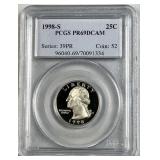 1998-S Proof Silver Quarter 25c, PCGS PR69DC