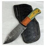 Damascus Steel Fixed Blade Knife w/ Sheath