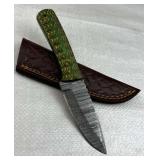 Damascus Steel Fixed Blade Knife w/ Sheath