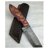 Damascus Steel Fixed Blade Knife w/ Sheath