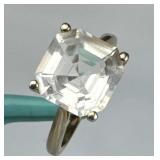 925 Silver Asscher Cut White Topaz Ring
