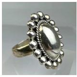 925 Silver Mexico CII Oval Dome Beaded Ring