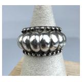 925 Silver Vintage Ridged Top Dome Ring