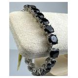 925 Silver Thick India Black Tourmaline Tennis Br.