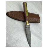 Damascus Steel Fixed Blade Knife w/ Sheath