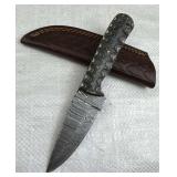 Damascus Steel Fixed Blade Knife w/ Sheath