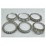 (6) 925 Sterling Silver Assorted Zirconia Rings