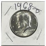 1968-D JFK 40% Silver Half Dollar, US 50c