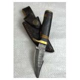 Damascus Steel Fixed Blade Knife w/ Sheath
