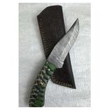 Damascus Steel Fixed Blade Knife w/ Sheath