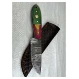 Damascus Steel Fixed Blade Knife w/ Sheath
