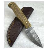 Damascus Steel Fixed Blade Knife w/ Sheath