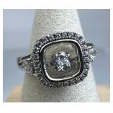 925 Sterling Silver Dancing CZ Gemstone Ring