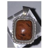 950 Silver Taxco Mahogany Obsidian Pendant