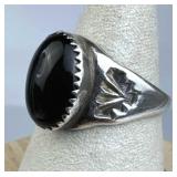 925 Silver Vintage Black Tourmaline Ring