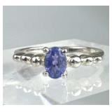 925 Silver Petite Tanzanite Bubble Band Ring