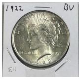 1922 BU Peace Silver Dollar, US 90% Coin