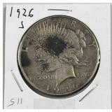 1926-S Peace Silver Dollar, US $1 Coin, 90%
