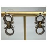 925 Silver Taxco Stirrup Doorknocker Post Earrings