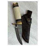 Damascus Steel Fixed Blade Knife w/ Sheath