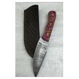 Damascus Steel Fixed Blade Knife w/ Sheath